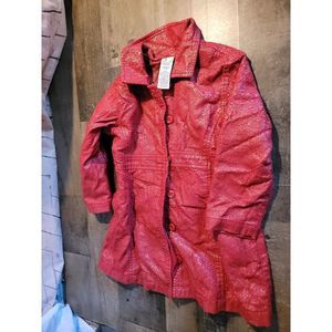 Gymboree red pleather long coat youth